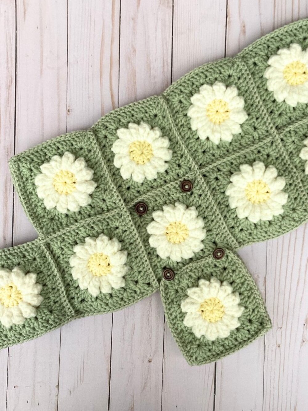 Handmade Crocheted Dog Coat with Daisy Flowers (Size Medium/Large)
